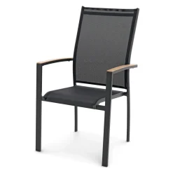 Alu-Stapelsessel Midi-Holzoptik Set, 4 Stk.