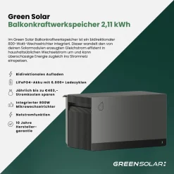 GREEN SOLAR Balkonkraftwerkspeicher 2,11 kWh