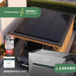 GREEN SOLAR Mini-PV-Anlage 3.000 W mit 2,67 kWh Anker Solix 3 Speicher