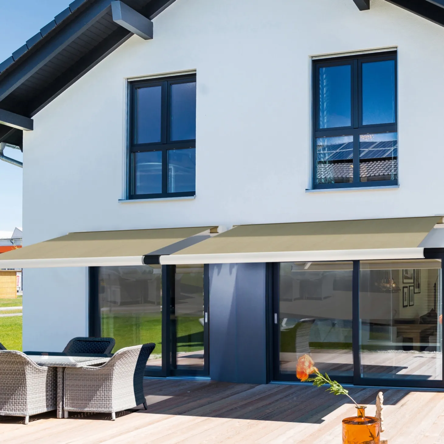 HOME DELUXE ELOS Vollkassettenmarkise sandfarben 350 x 250 cm inkl. Windsensor