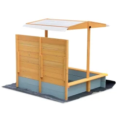 HOME DELUXE Sandkasten mit Überdachung - Holz/Grau