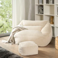 HOME DELUXE Sitzsack COZY inkl. Hocker, beige