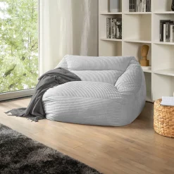 HOME DELUXE Sitzsack COZY inkl. Hocker, hellgrau