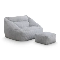 HOME DELUXE Sitzsack COZY inkl. Hocker, hellgrau