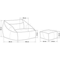HOME DELUXE Sitzsack COZY inkl. Hocker, hellgrau