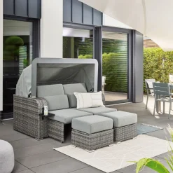 HOME DELUXE Strandkorb mit Liegefunktion und Abdeckung