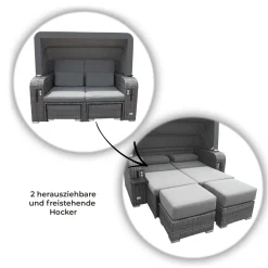 HOME DELUXE Strandkorb mit Liegefunktion und Abdeckung