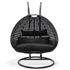 HOME DELUXE TWIN DELUXE Polyrattan Hängesessel mit Regenabdeckung Schwarz