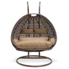 HOME DELUXE TWIN Polyrattan Hängesessel mit Regenabdeckung - Braun für 2 Personen