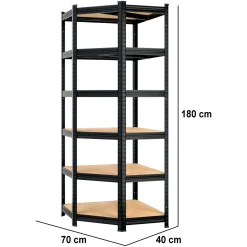 MONZANA Schwerlast-Eckregal 180x70x40cm schwarz Premium MZEL6