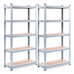 MONZANA Schwerlastregal 350 kg 170 x 75 x 30 cm 2er Set silber