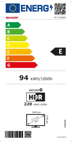 SHARP 70” (177 cm) 4K UHD QLED HP5265E Google TV